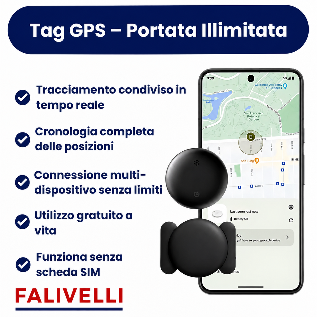 Confezione completa tracker GPS con supporti standard e magnetico più batterie CR2032