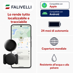 Confezione completa del tracker GPS con supporto standard, supporto magnetico e set di 5 batterie CR2032 incluse