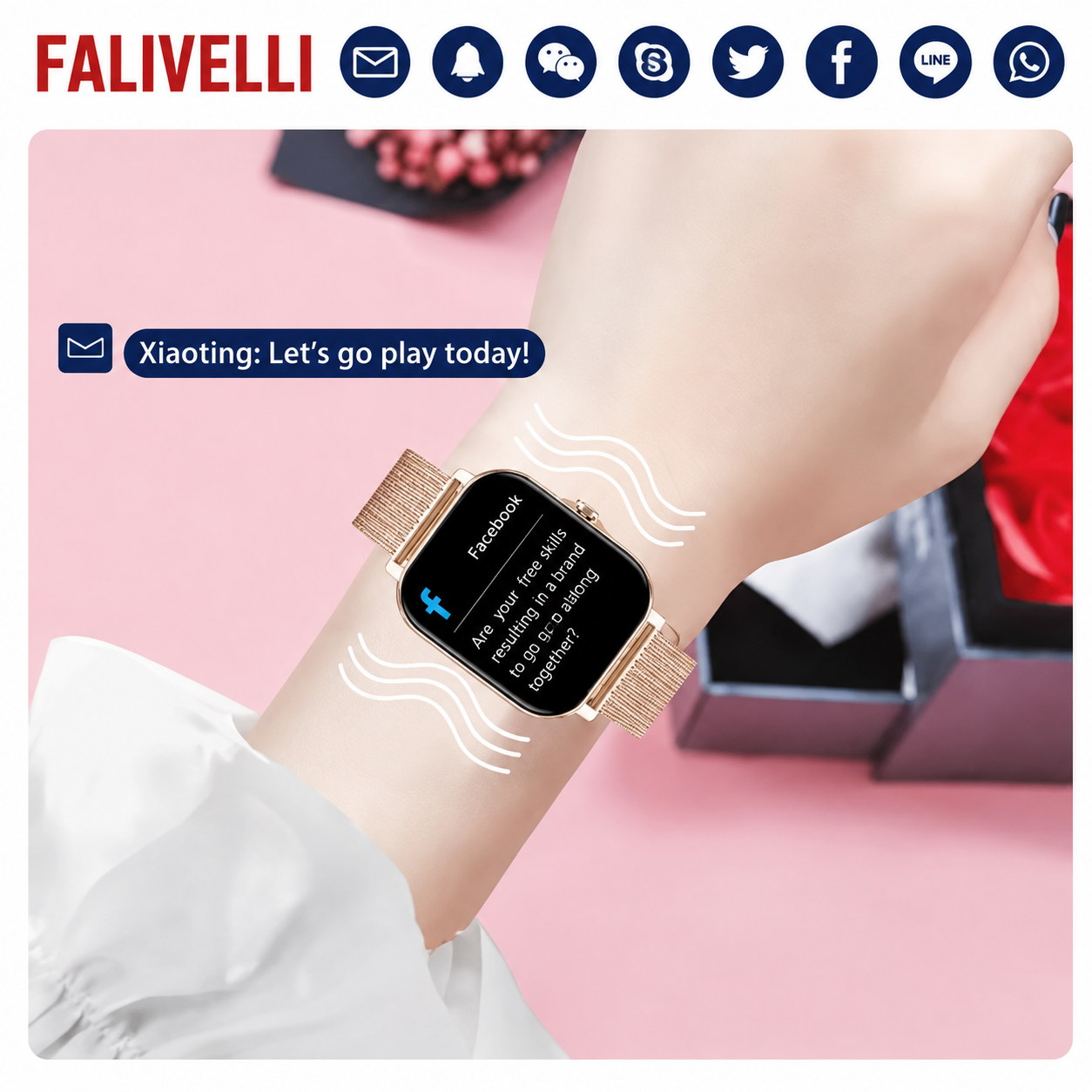 Dettaglio del display touchscreen dell'orologio intelligente femminile
