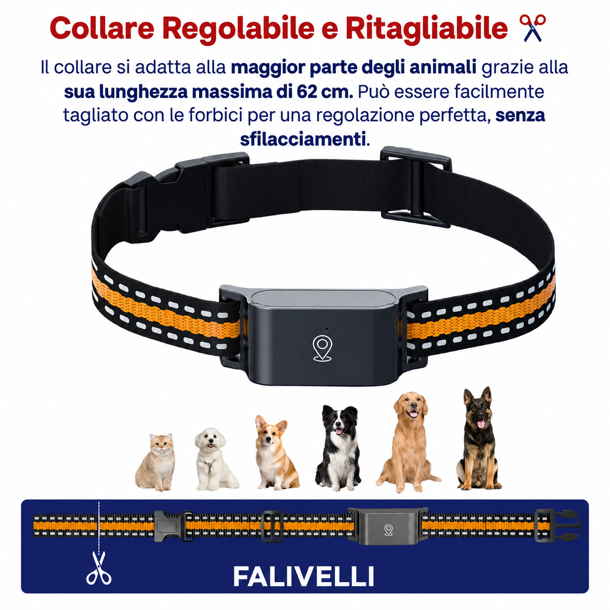 Localizzatore GPS per animali senza abbonamento con collare, cavo ricarica e manuale inclusi