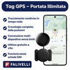 Confezione completa del tracker GPS: dispositivo, supporto standard, supporto magnetico e set batterie CR2032