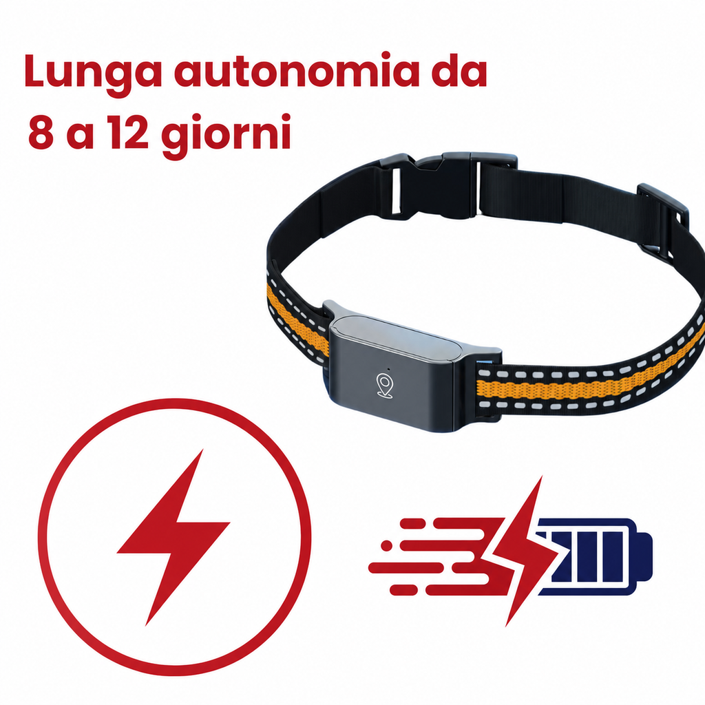 Kit completo localizzatore GPS per animali con cavo di ricarica e manuale in italiano