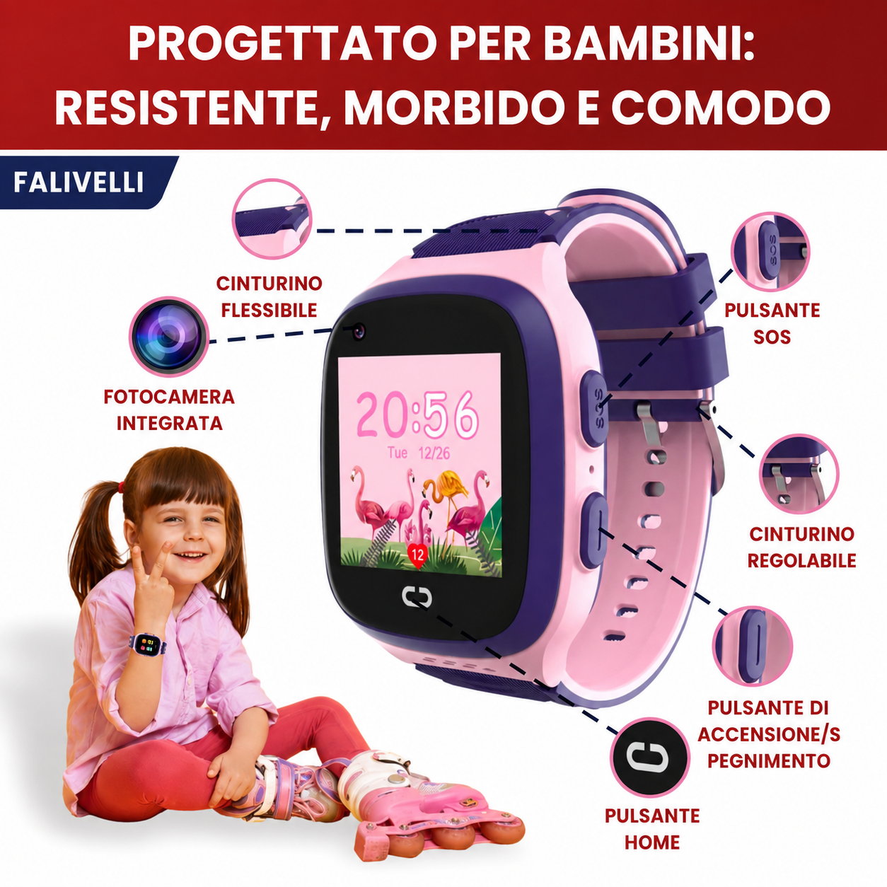 Smartwatch GPS 4G FALIVELLI con modalità scuola e controllo parentale completo